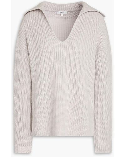 Vince Ribbed Wool And Cashmere-blend Sweater - White