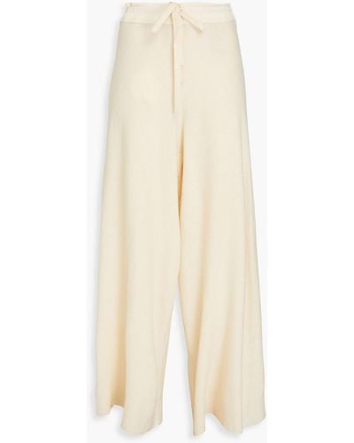 Jil Sander Bouclé-knit Wool And Cotton-blend Wide-leg Trousers - White