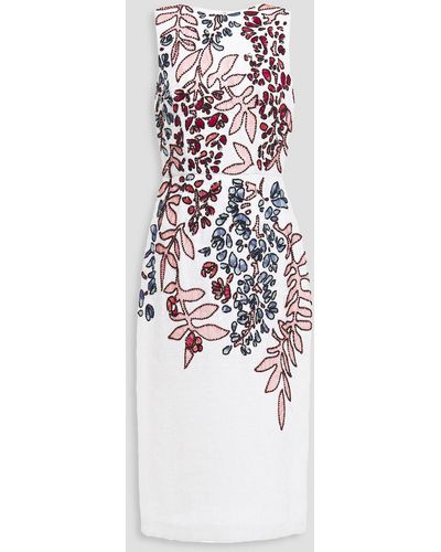 Carolina Herrera Embellished Embroidered Silk-organza Midi Dress - White