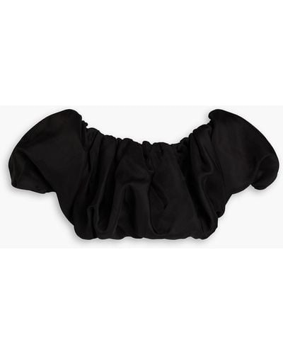 Aje. Rivieria Off-the-shoulder Cropped Silk-taffeta Top - Black