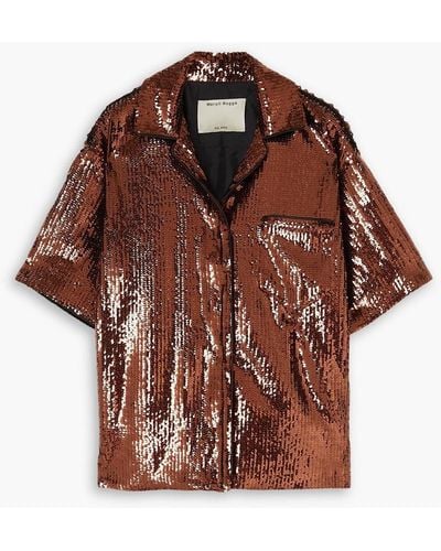 MERYLL ROGGE Hemd aus crêpe mit pailletten - Braun