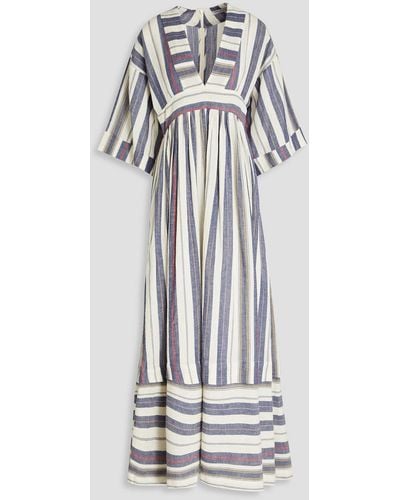 Three Graces London Ferrers Striped Cotton-blend Maxi Dress - White