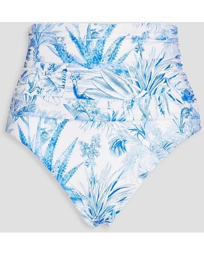 Melissa Odabash Ancona Ruched Printed High-rise Bikini Briefs - Blue
