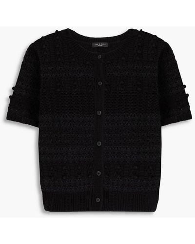 Rag & Bone Lo Pointelle-knit Wool-blend Cardigan - Black