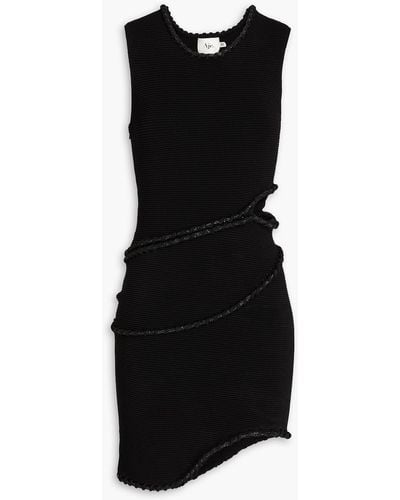 Aje. Holt Asymmetric Cutout Embellished Linen-blend Mini Dress - Black