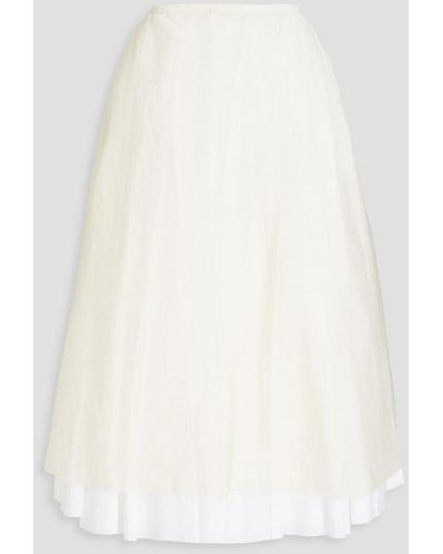 Khaite Luca Layered Poplin And Silk-blend Organza Midi Skirt - White