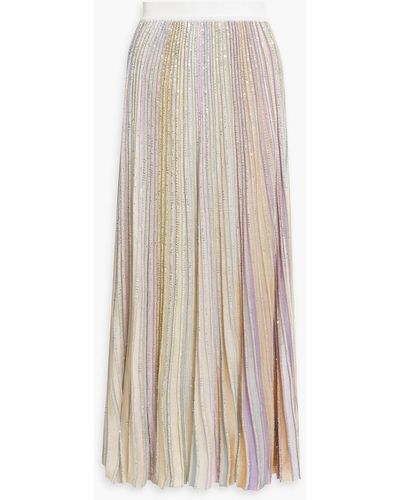 Missoni Sequin-embellished Striped Ribbed-knit Maxi Skirt - Natural