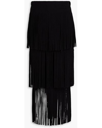 Philosophy Di Lorenzo Serafini Fringed Knitted Midi Skirt - Black
