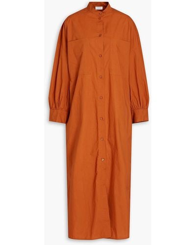By Malene Birger Eination Gathered Cotton-poplin Midi Shirt Dress - Orange