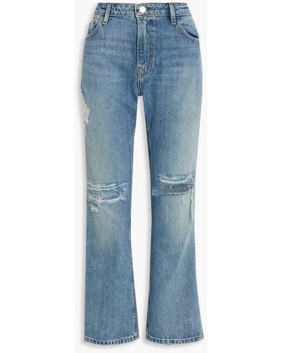 FRAME Halbhohe bootcut-jeans in distressed-optik - Blau