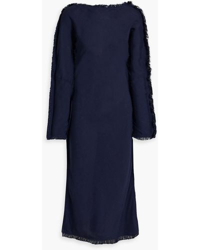 Marni Frayed Crepe Midi Dress - Blue