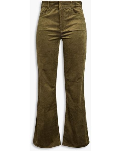 PAIGE Leenah Cotton-blend Corduroy Flared Trousers - Green