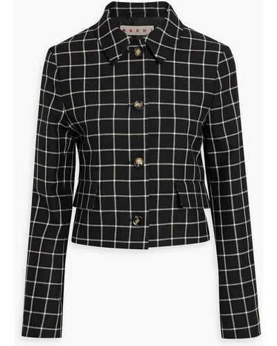 Marni Checked Wool Jacket - Black