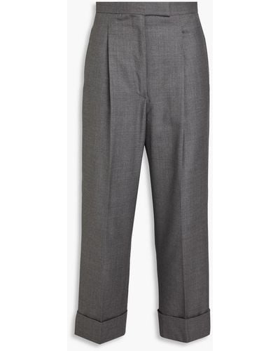 Thom Browne Cropped Wool-twill Straight-leg Trousers - Grey