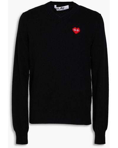 Comme des Garçons Appliquéd Wool Cardigan - Black