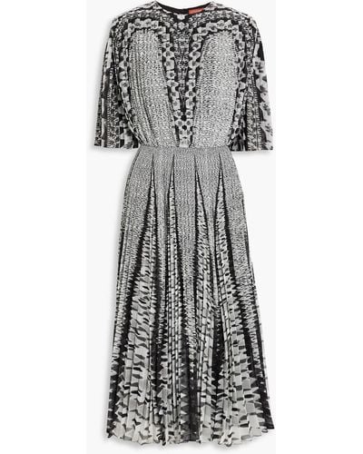 Altuzarra Kliulo Pleated Printed Chiffon Midi Dress - Grey