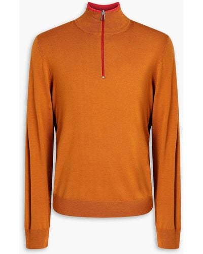 Paul Smith Merino Wool Half-zip Jumper - Orange