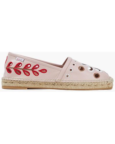 Red(V) Broderie Anglaise Leather Espadrilles - Pink
