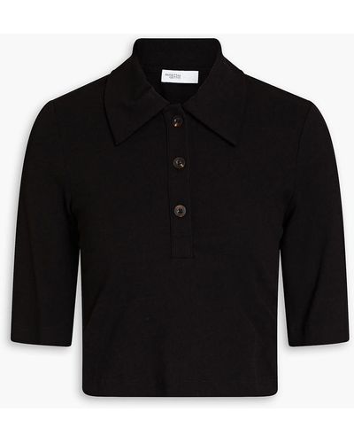 Rosetta Getty Cropped Cotton-jersey Polo Shirt - Black