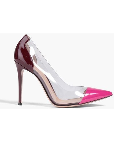Gianvito Rossi Plexi 105 Perforated Patent-leather And Pvc Court Shoes - Pink