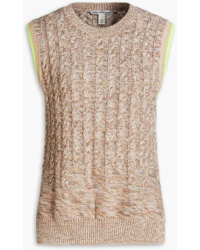 Autumn Cashmere Mélange Cable-knit Cotton Vest - Natural