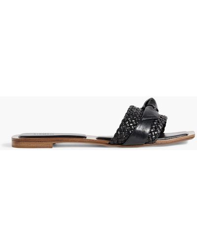 Alexandre Birman Clarita Bow-embellished Braided Leather Slides - Black