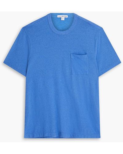 James Perse Cotton And Linen-blend Jersey T-shirt - Blue