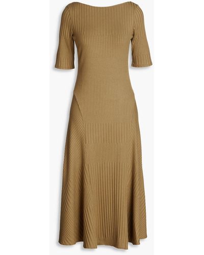 Theory Ribbed-knit Midi Dress - Natural