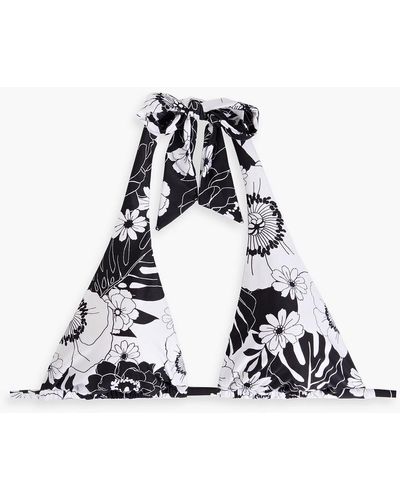 Seafolly Summer Of Love Floral-print Triangle Bikini Top - Black