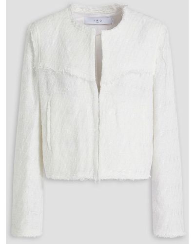 IRO Lubna Frayed Cotton-blend Tweed Jacket - White