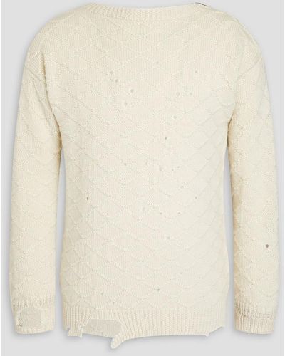 Maison Margiela Pointelle-trimmed Wool Sweater - Natural