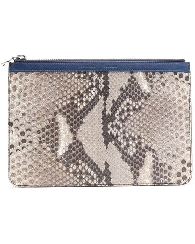 Proenza Schouler Leather-trimmed Python Pouch - Natural