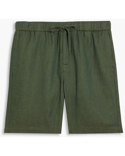 Frescobol Carioca Felipe Linen And Cotton-blend Drawstring Shorts - Green