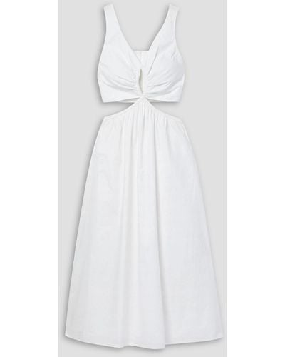 Anine Bing Dione Cutout Cotton-poplin Midi Dress - White