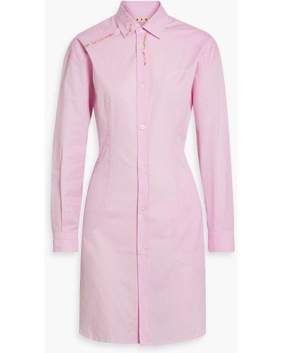 Marni Cotton-poplin Mini Shirt Dress - Pink
