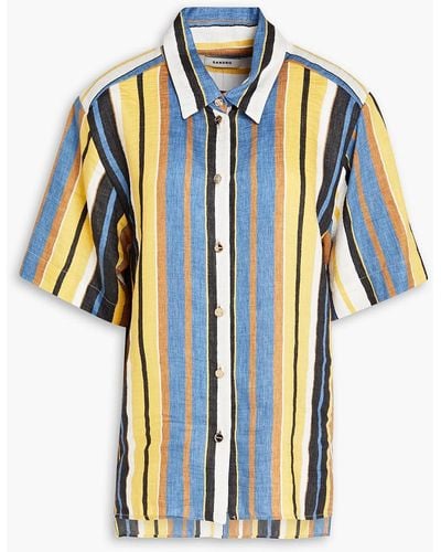 Sandro Bronx Striped Linen-blend Shirt - Blue