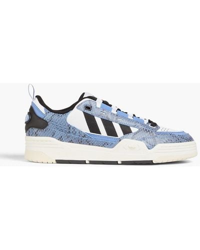 adidas Originals Adi2000 Smooth And Snake-effect Leather Sneakers - Blue