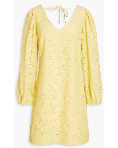 Samsøe & Samsøe Cotton-blend Corded Lace Mini Dress - Yellow