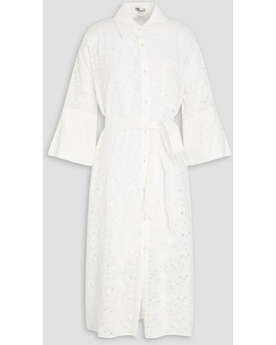 Diane von Furstenberg Liora Broderie Anglaise Cotton Midi Dress - White