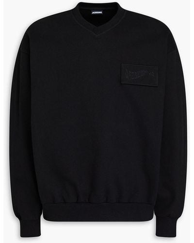 Jacquemus Santon Logo-appliquéd French Cotton-terry Sweatshirt - Black