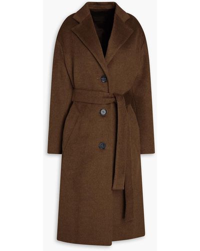 Proenza Schouler Belted Brushed Wool-blend Felt Coat - Brown
