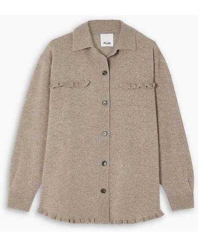 Allude Ruffled Wool And Cashmere-blend Shirt - Natural