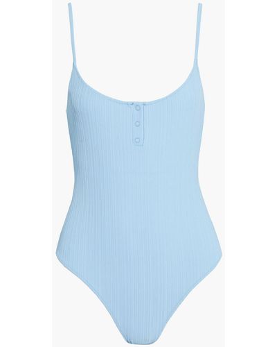 Onia Henley Ribbed Jersey Bodysuit - Blue
