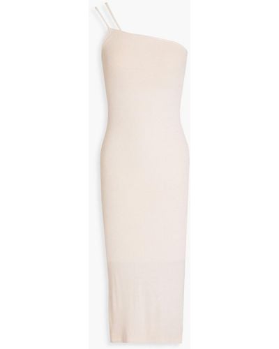 Enza Costa One-shoulder Ribbed Jersey Midi Dress - White