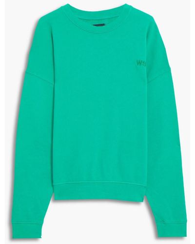 WSLY Eco Soft Embroidered Organic Cotton-blend Fleece Sweatshirt - Green