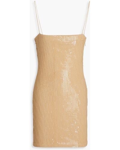 retroféte Slater Sequined Stretch-cotton Tulle Mini Dress - Natural