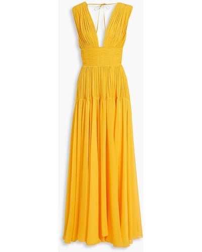 Maria Lucia Hohan Mimi Pintucked Georgette Gown - Yellow