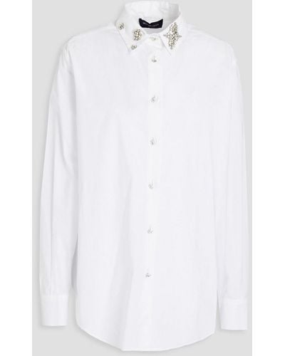 Piazza Sempione Crystal-embellished Cotton-poplin Shirt - White