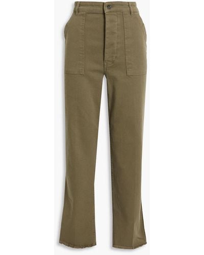 Officine Generale Saskia Cropped Cotton-blend Twill Straight-leg Trousers - Green