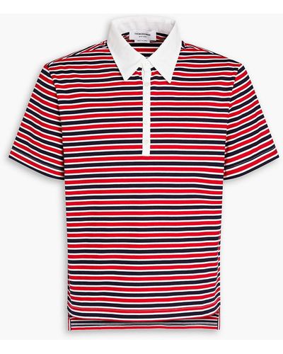 Thom Browne Striped Cotton-jersey Polo Shirt - Red